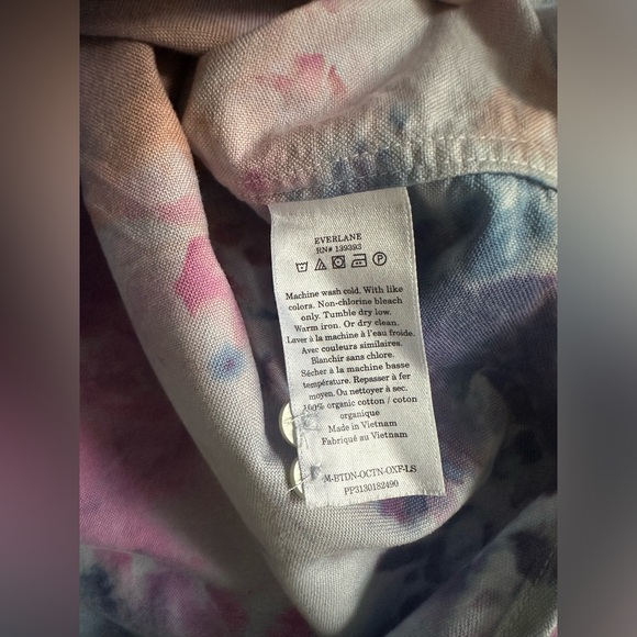 Everlane hand dyed button down shirt 40 inch bust tie dye - Picture 10 of 15